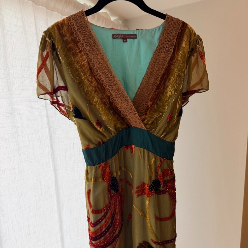 Vintage Hale Bob V-Neck Beaded Mini Dress